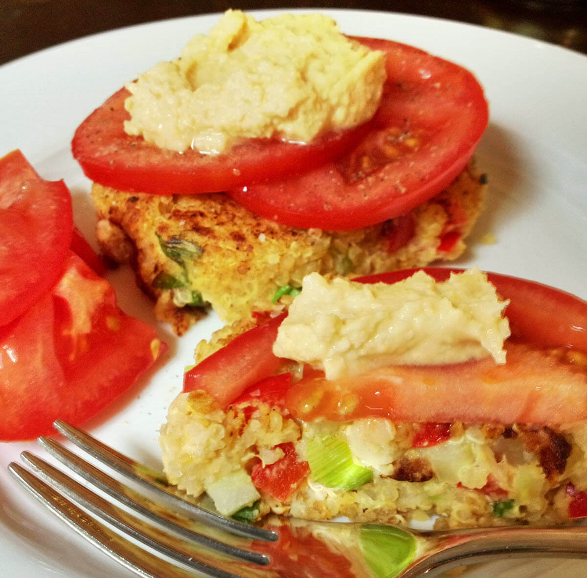 hummus cakes cooked on a plate