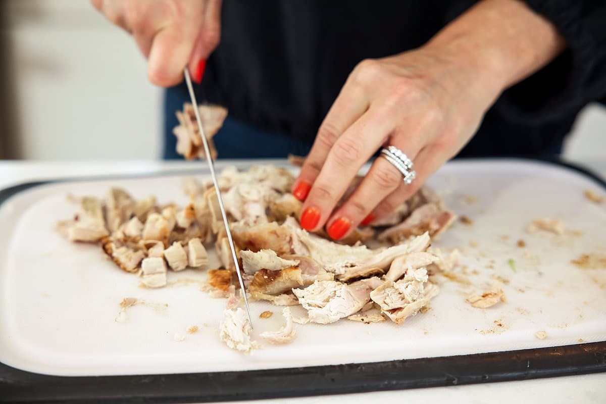cutting chicken