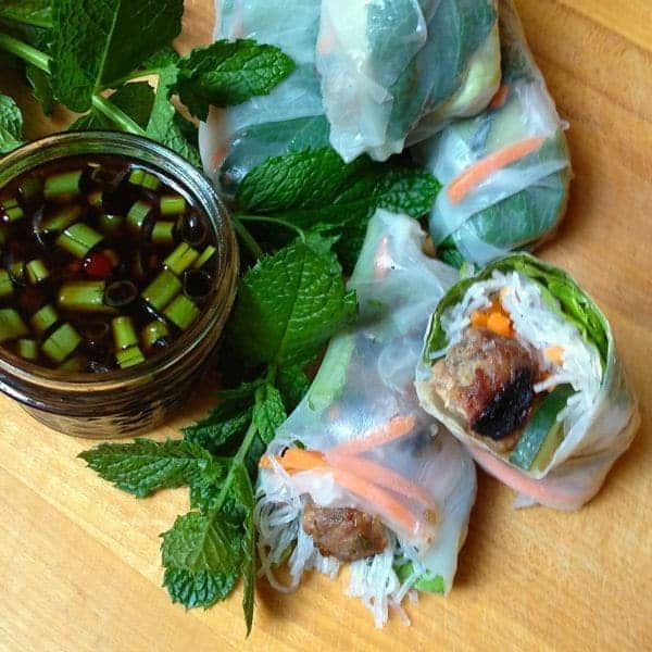 Vietnamese Fresh Rolls with BBQ Pork Meatballs - The Lemon Bowl