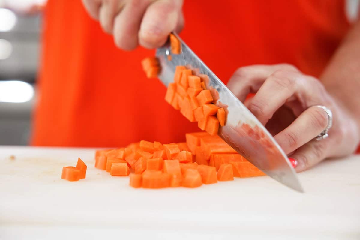 cutting carrots