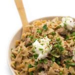 Whole Wheat Pasta with Sausage, Peas and Ricotta - A fast and healthy one-pot pasta recipe
