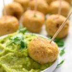 Baked Turkey Guacamole Meatballs with Chipotle Peppers - a quick and easy party appetizer recipe