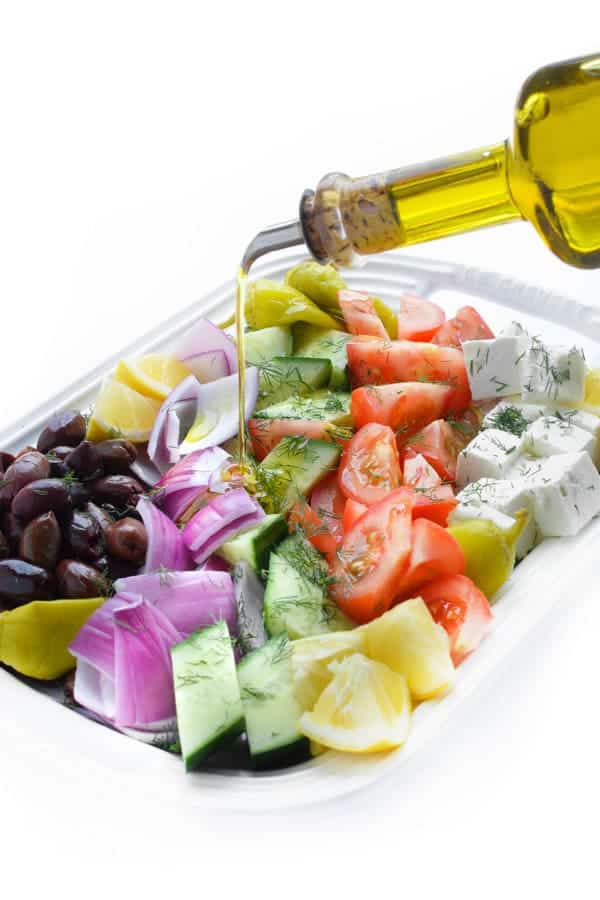 Greek Village Salad with Kalamata Olives and Feta Cheese - a fast and easy side dish recipe