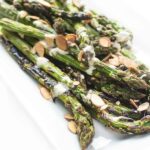 Grilled Asparagus with Lemon Tahini Sauce - a fast and easy side dish recipe