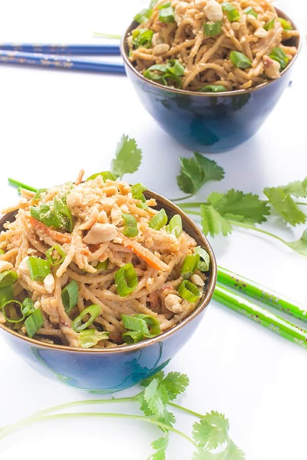 Thai Peanut Sauce Noodles - an easy gluten free side dish recipe