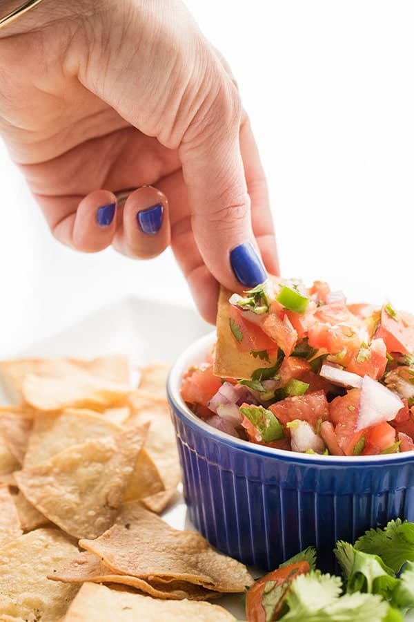 The ultimate party appetizer, this authentic pico de gallo recipe is easy to make and always a crowd-pleaser! Can be prepared mild, medium or hot. Easy Homemade Pico de Gallo