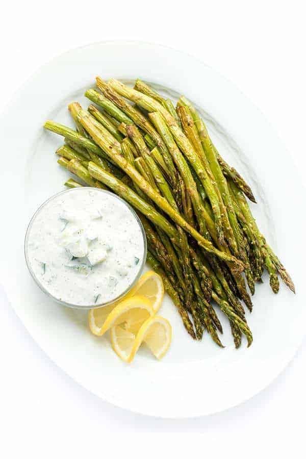 Roasted Asparagus with Tzatziki Dipping Sauce