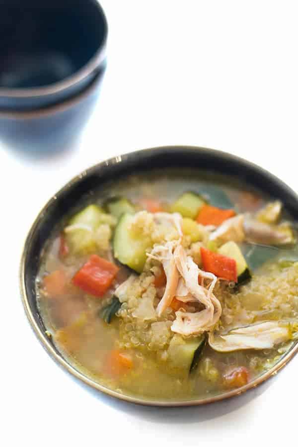 turkey soup with quinoa in a bowl