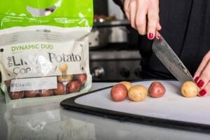 Slicing Baby Hasselback Potatoes