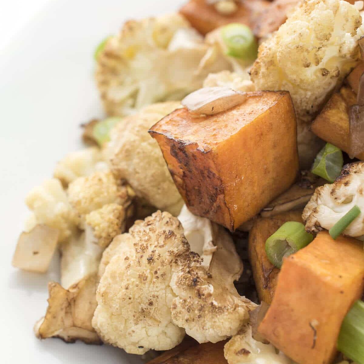 Balsamic Roasted Sweet Potatoes & Cauliflower