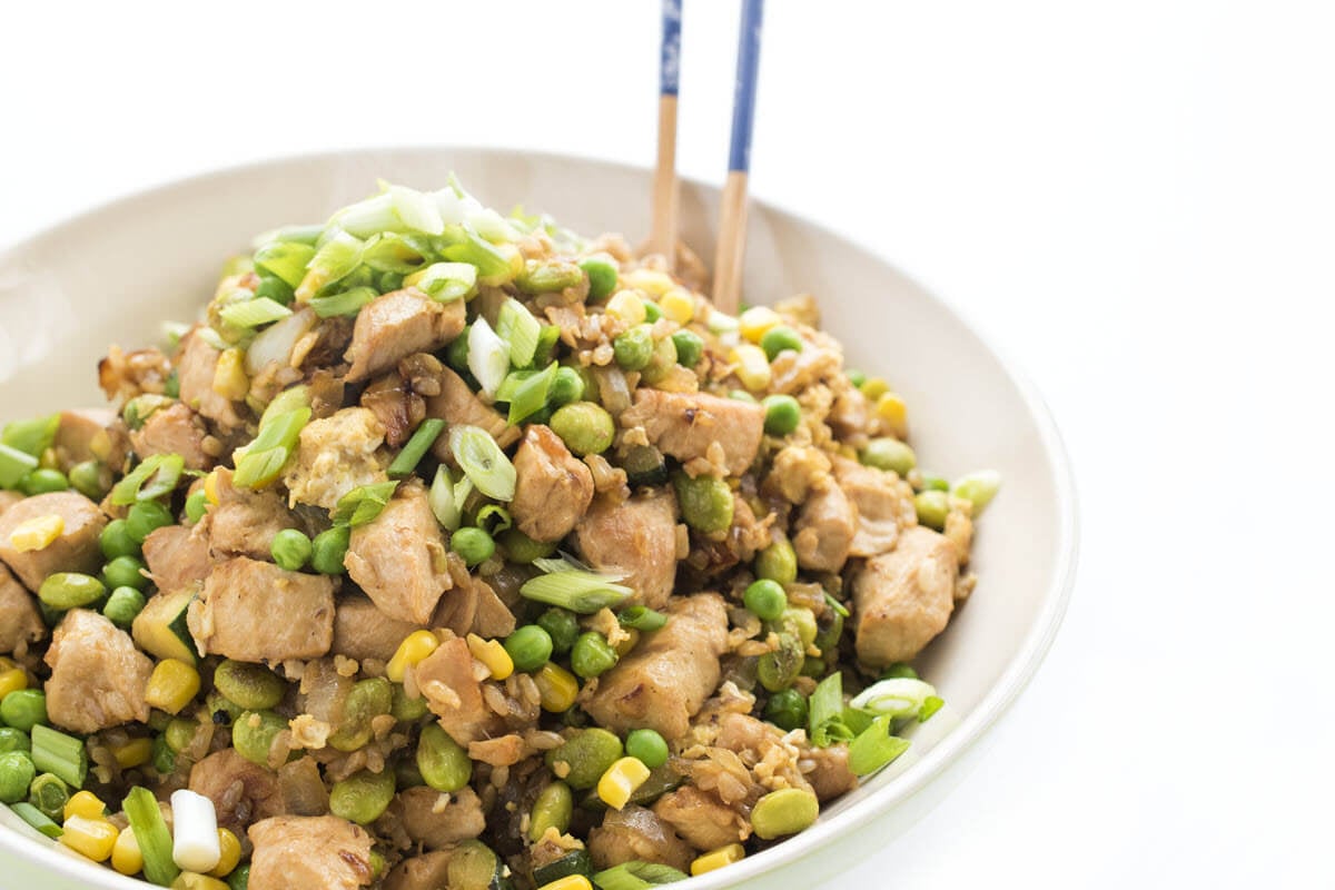chicken fried rice with vegetables