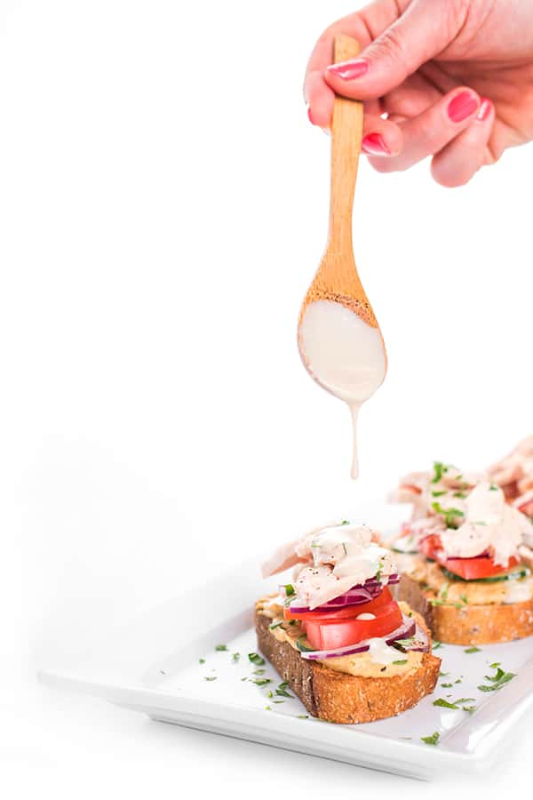 Chicken and Hummus Tartine with Tahini Sauce