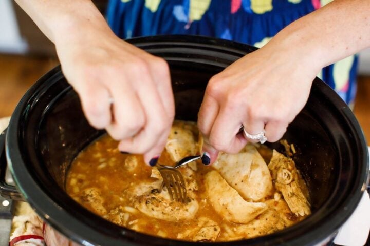 Liz Shredding Slow Cooker BBQ Pulled Chicken