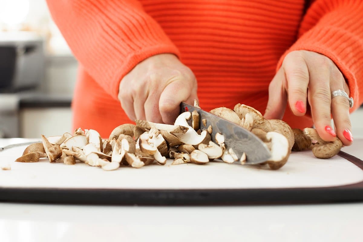 cutting mushrooms