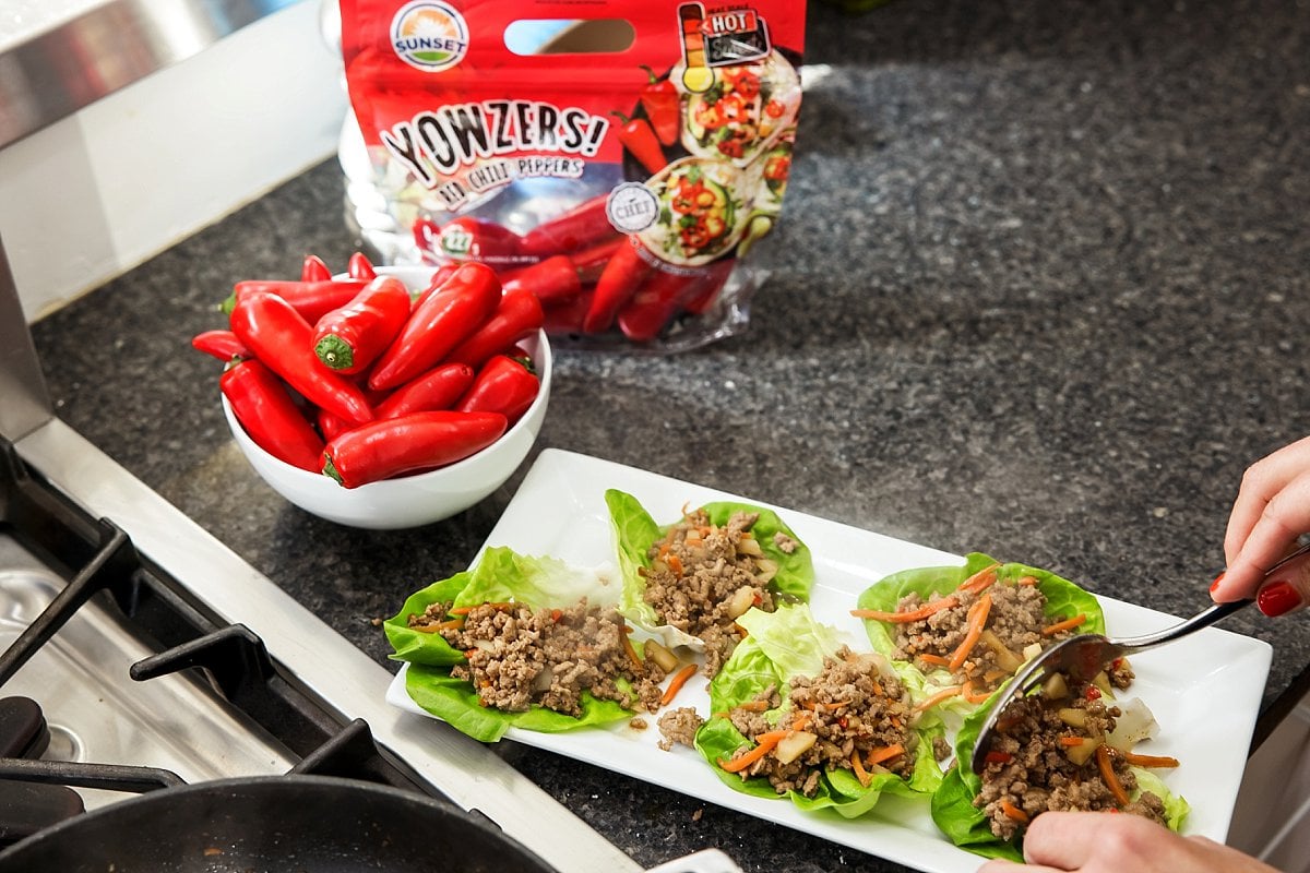 turkey lettuce cups on a plate