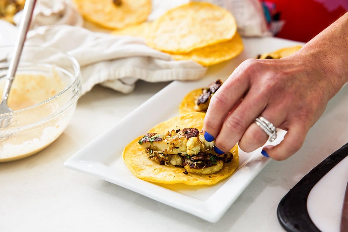 Filling cauliflower tacos
