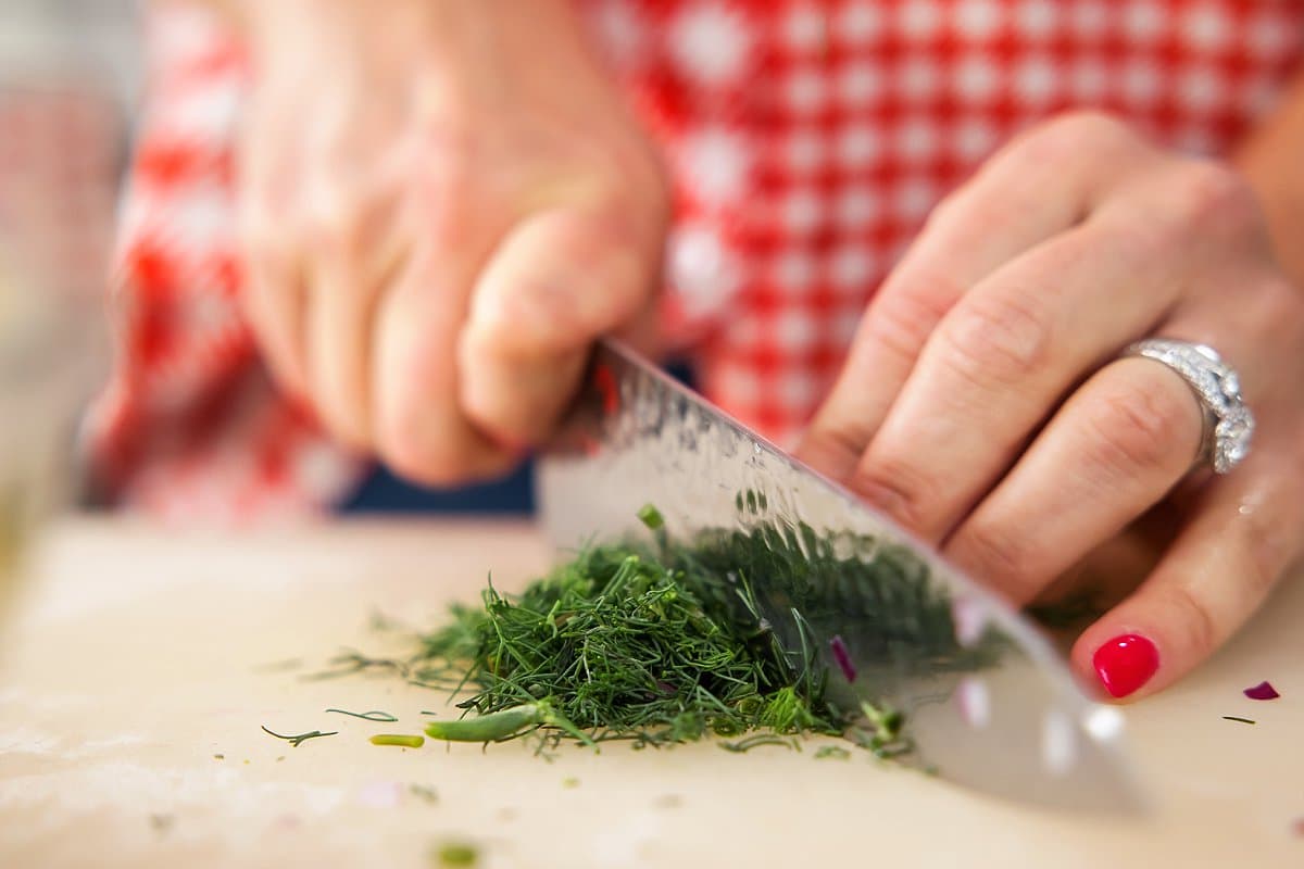 Chopping dill