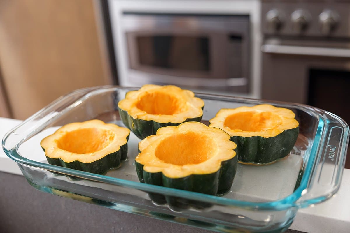 acorn squash in a pan