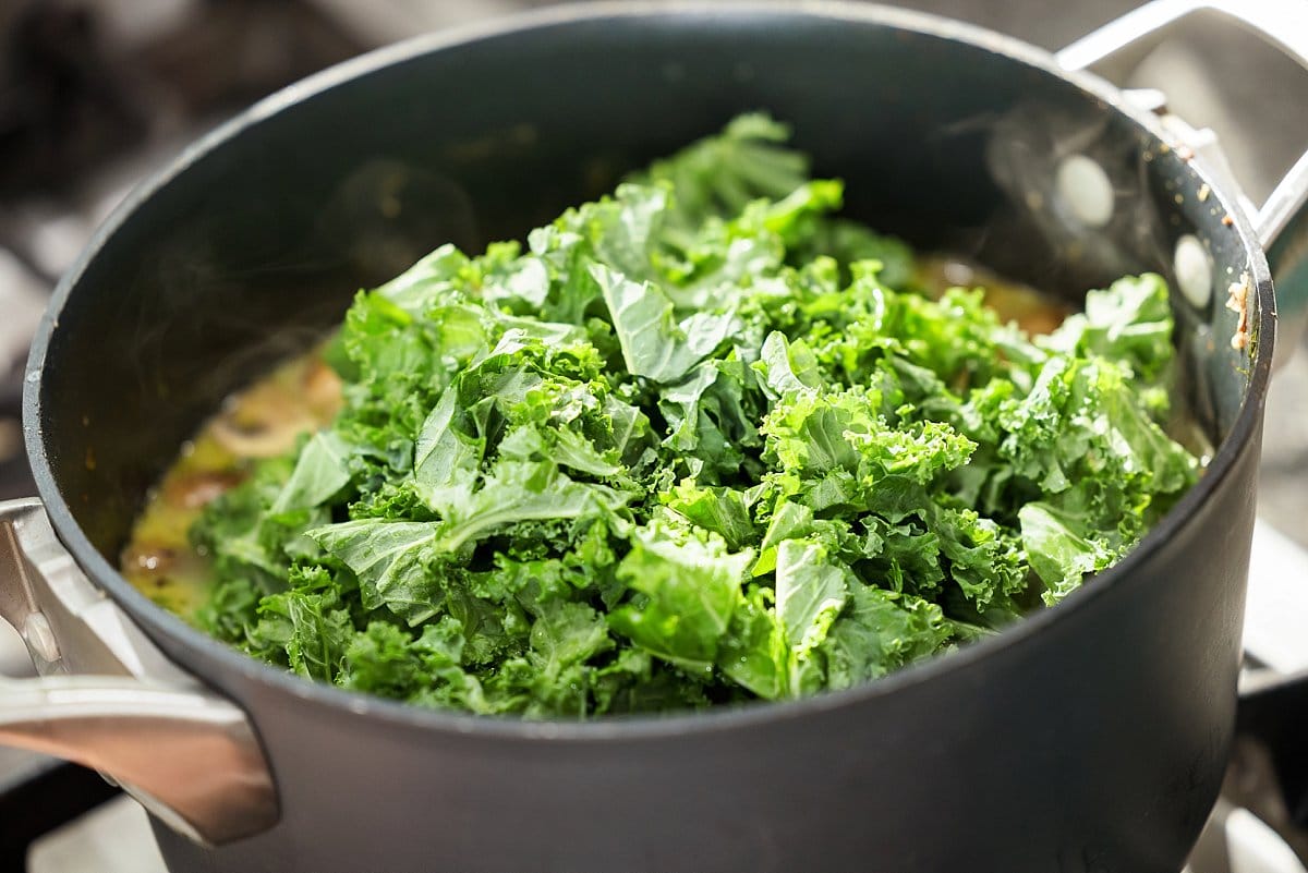 Adding kale to soup