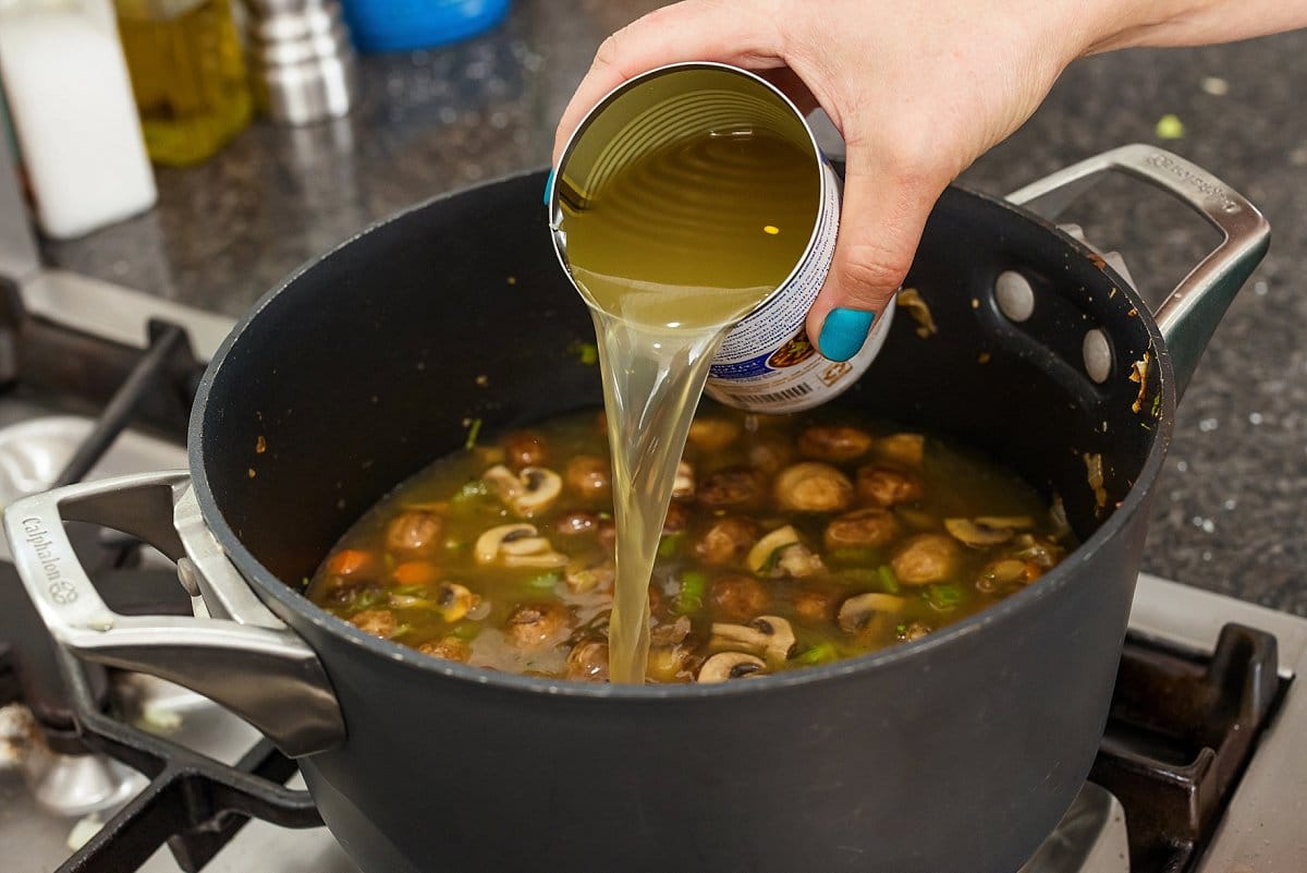 Adding veggie stock to soup