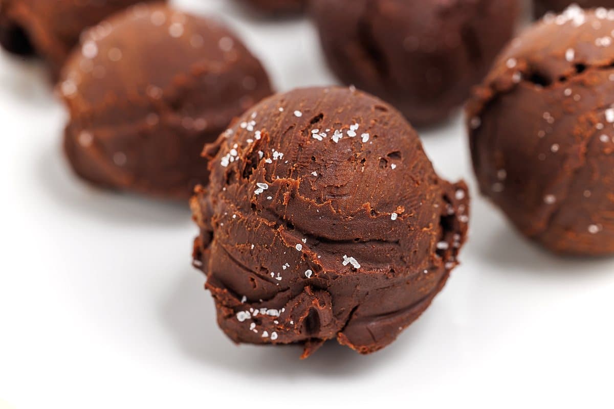 Chocolate truffle with sea salt.