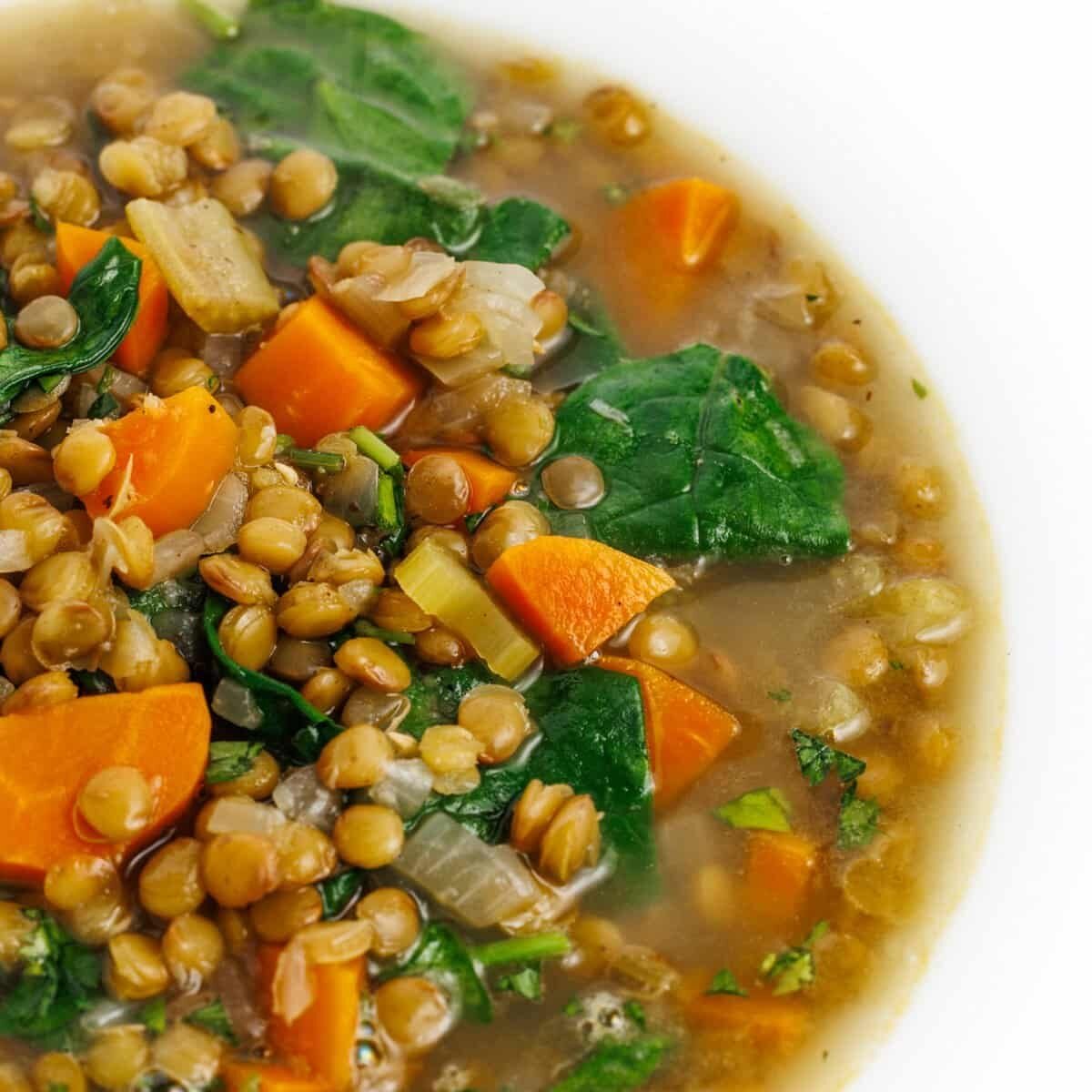 Lemony Lentil Soup with Spinach