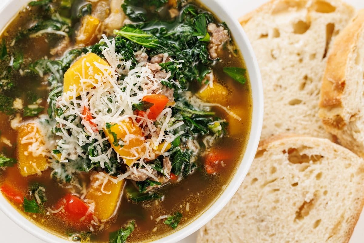 Sausage, kale, and butternut squash soup.