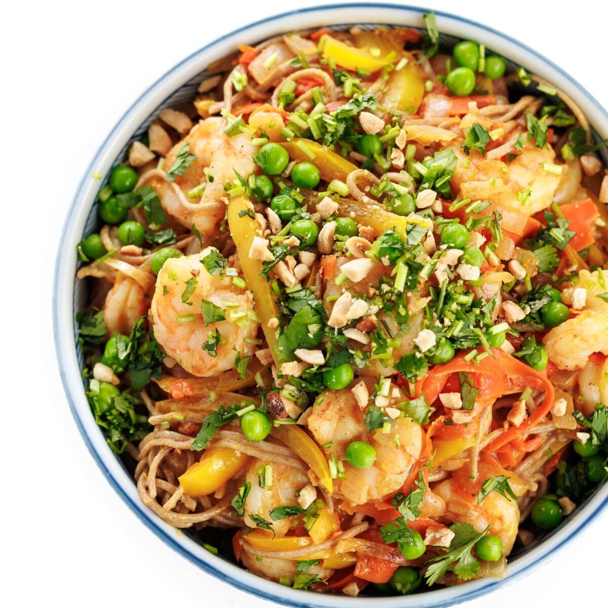 Shrimp Soba Noodles in Peanut Sauce