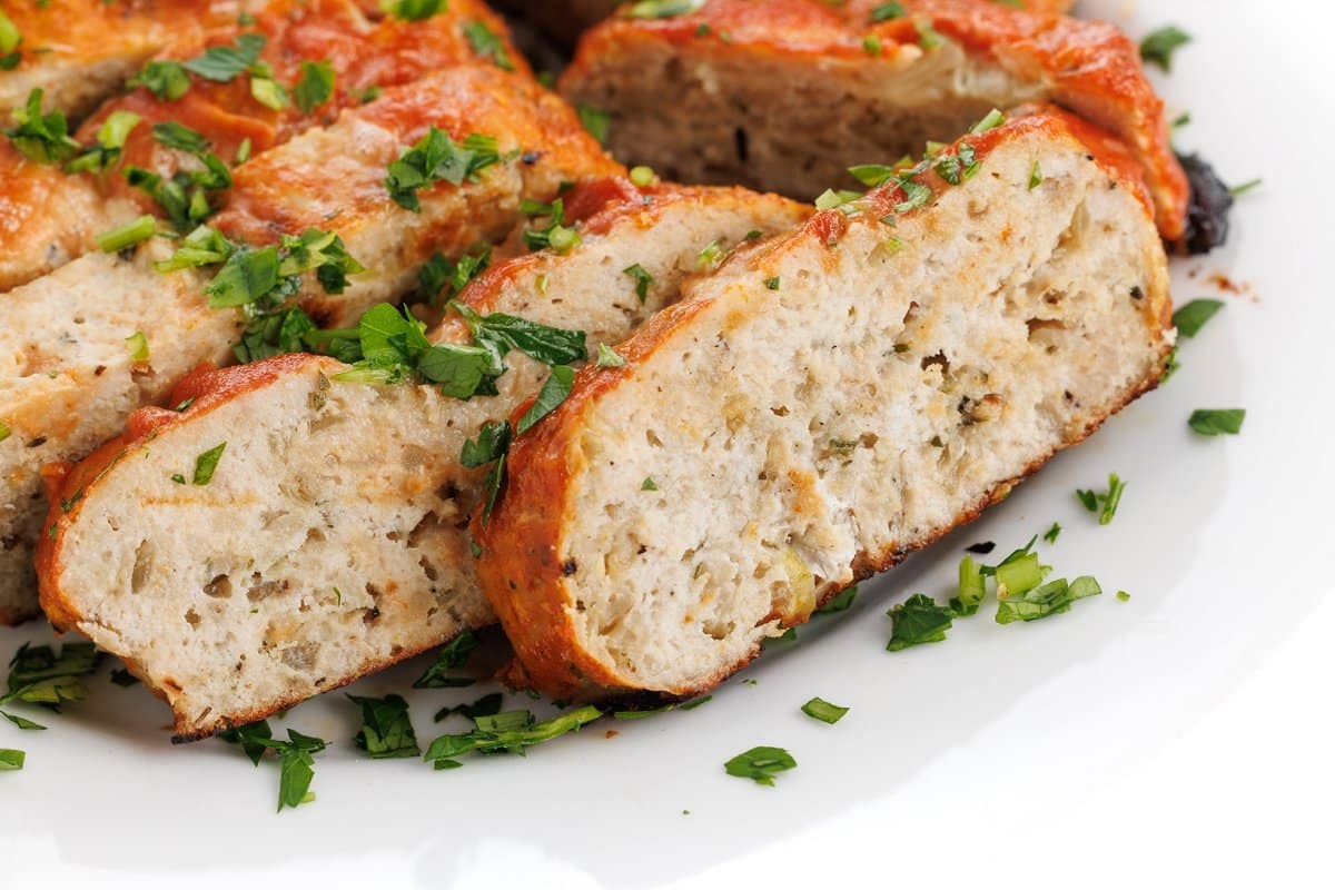 Healthy turkey meatloaf with rosemary.