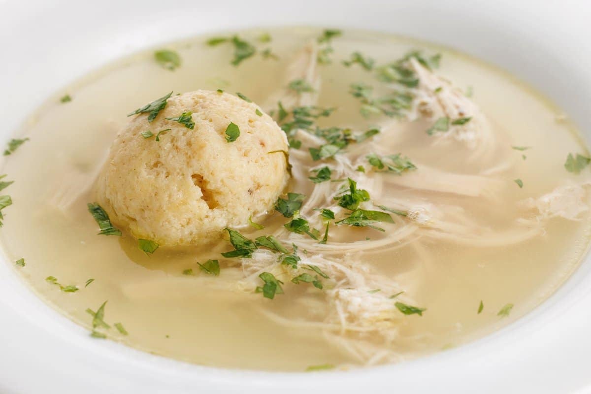 Classic matzo ball soup.