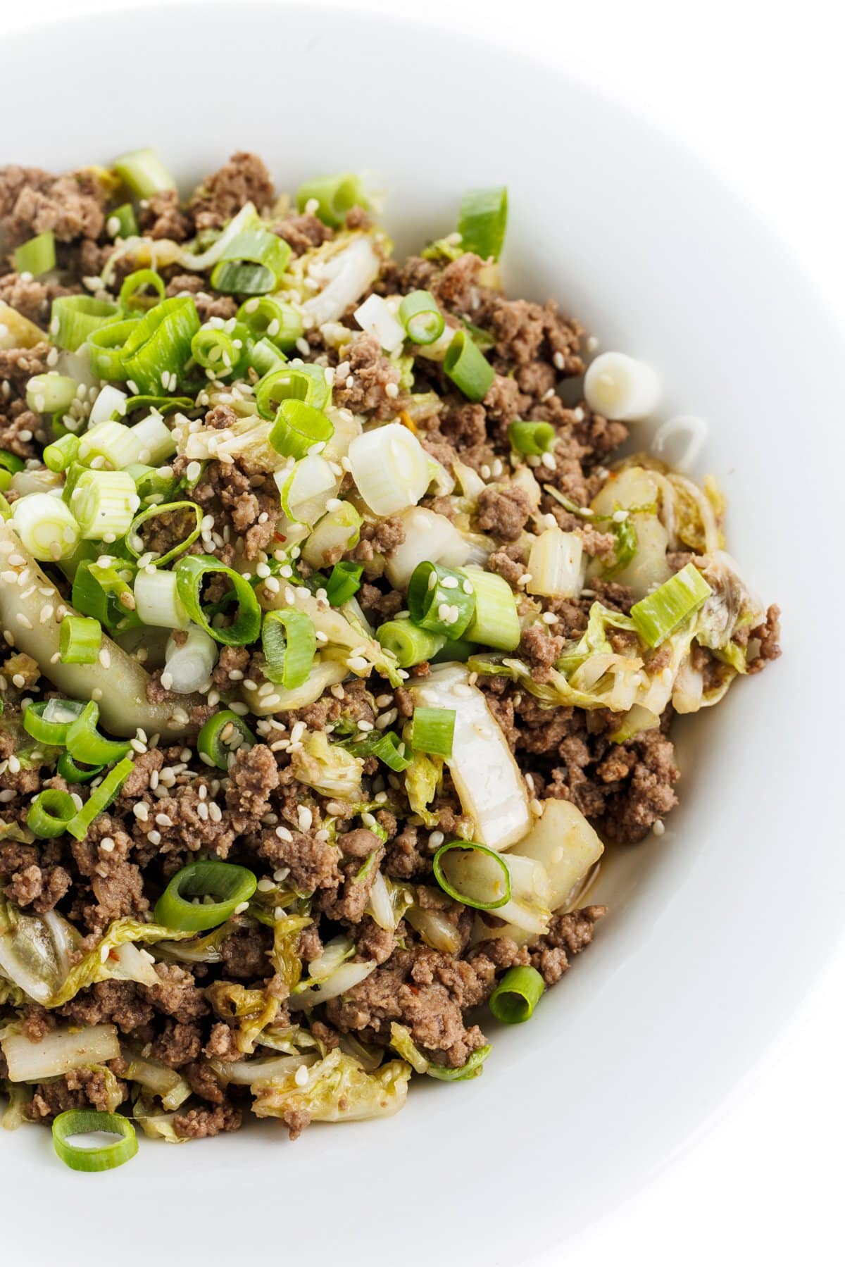 Ground beef and cabbage stir-fry.