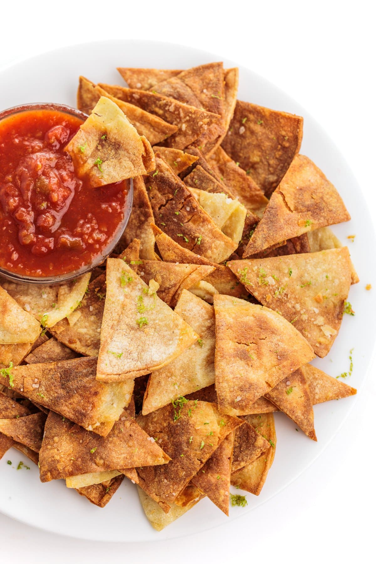 Lime baked tortilla chips.