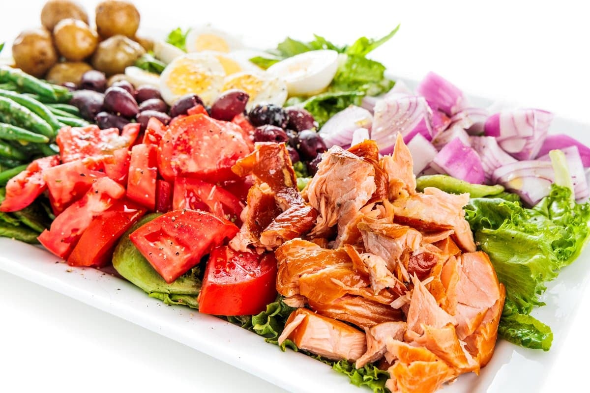 Smoked salmon nicoise salad.