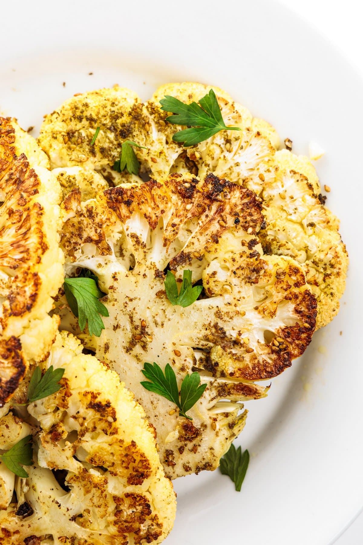 Za'atar crusted cauliflower steaks.