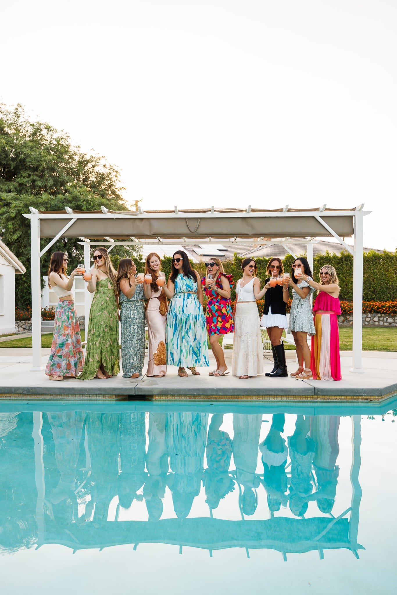 Cocktails by the pool at fresh air retreat.