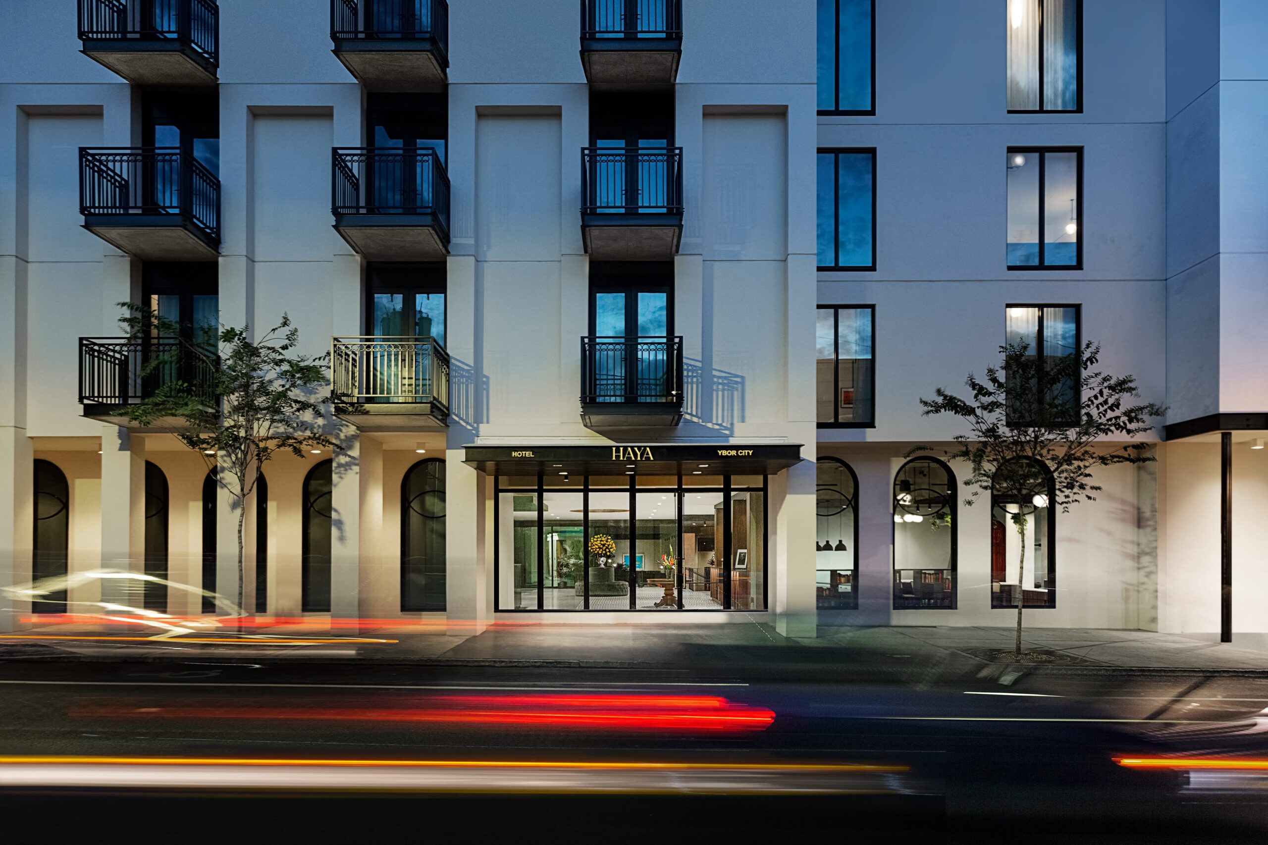 Street view of the front of the Hotel Haya in Tampa, Florida.