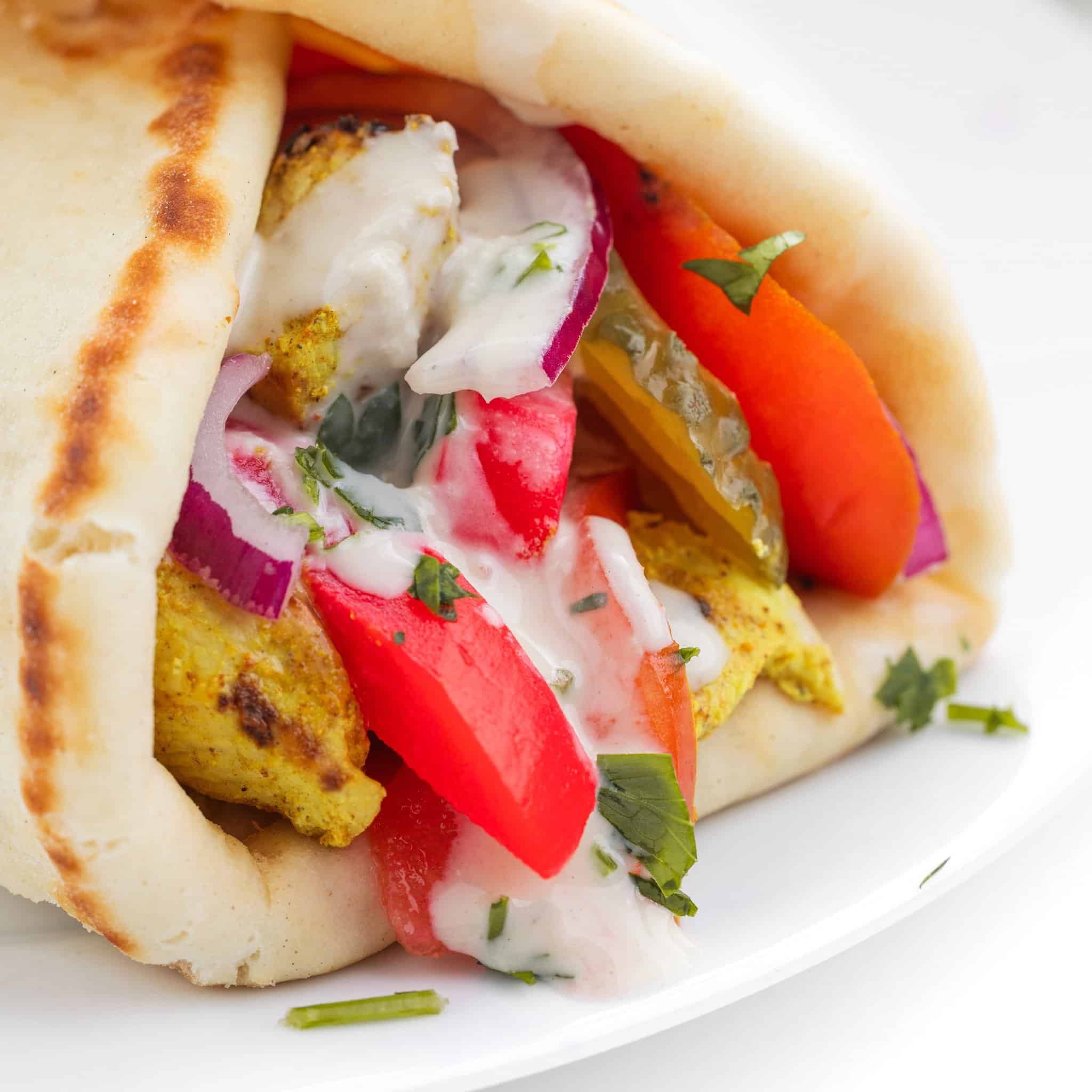 Chicken Shawarma Naan Wrap with Tahini Sauce
