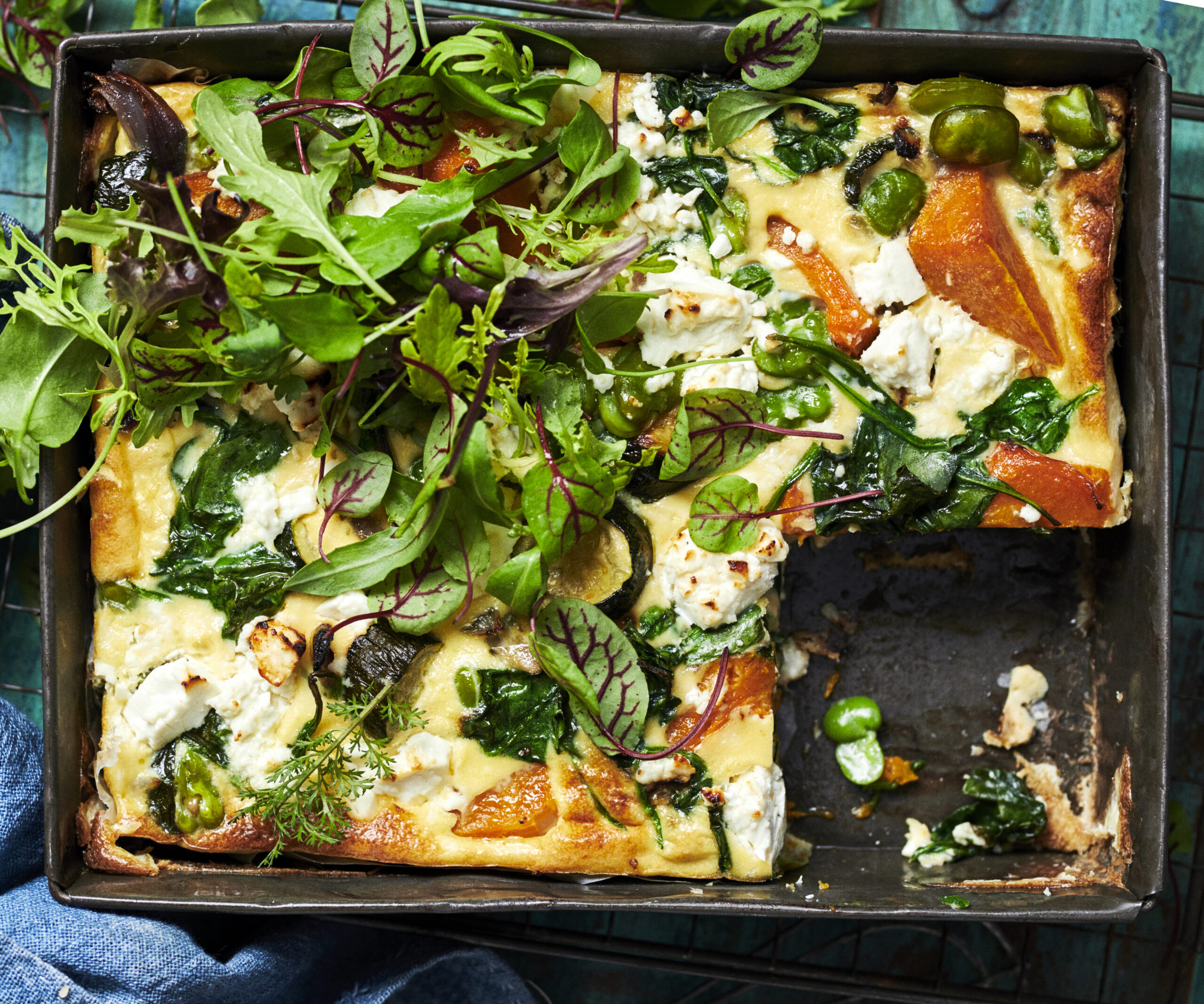 Roasted pumpkin, spinach and fetta frittata